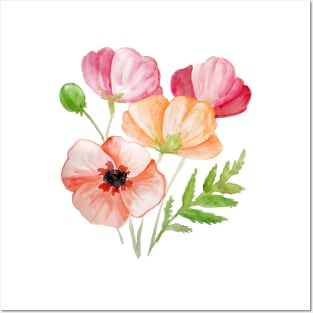 Poppies watercolour Posters and Art